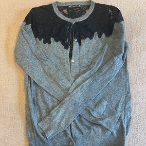 Zara Knit Gray and Black Lace Cardigan
